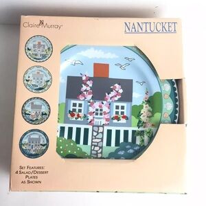 NEW CLAIRE MURRAY NANTUCKET ceramic set of 4 SALAD dessert PLATES